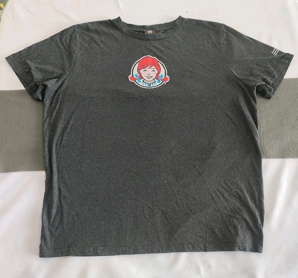 Wendy's Wee Hours Our Hours NCAA Employee T-Shirt XL Gray Uniforms 2-Sided